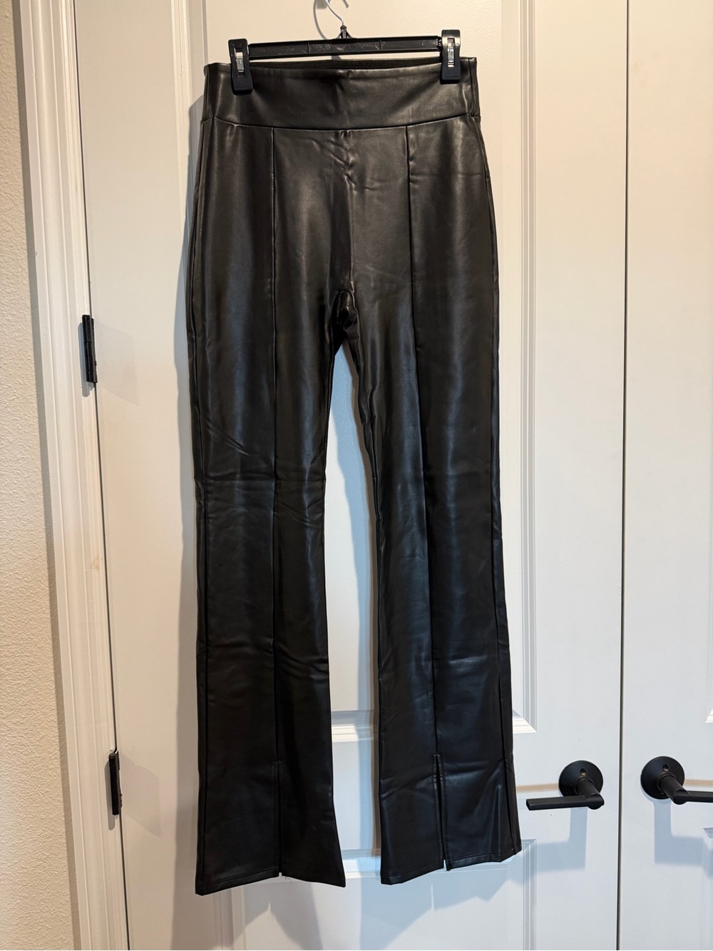 Abercrombie & Fitch Black Faux Leather Flare Pants